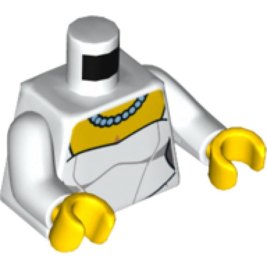 Torso Wedding Dress with Necklace Pattern / White Arms / Yellow Hands