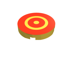 Tile, Round 2 x 2 with Red Rings Pattern