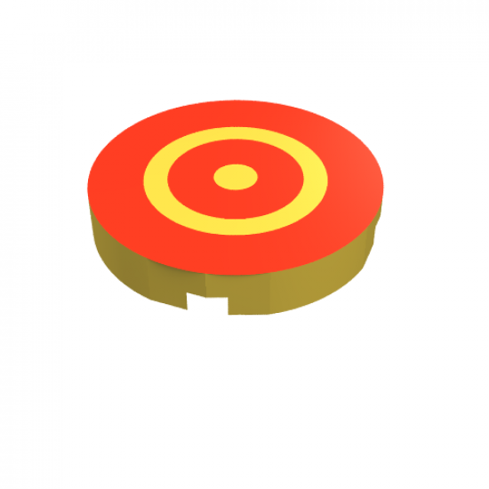 Tile, Round 2 x 2 with Red Rings Pattern