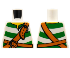 Torso Pirate Green Stripes and Leather Straps Pattern