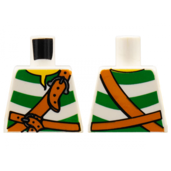 Torso Pirate Green Stripes and Leather Straps Pattern