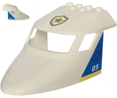 Aircraft Fuselage Curved Forward 6 x 10 with 3 Window Panes with Gold Star Badge on Top and Number 03 Pattern on Both Sides (Stickers) - Set 60243