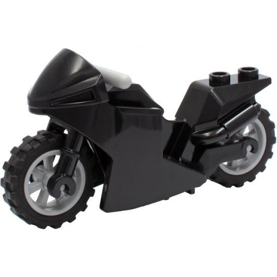 Riding Cycle Motorcycle Sport Bike with Black Frame, Light Bluish Gray Wheels and Light Bluish Gray Handlebars