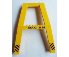 Support Crane Stand Double with Black 'MAX. 9 M.' and Black and Yellow Danger Stripes Pattern (Sticker) - Set 7243