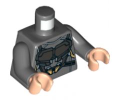 Torso Silver Space Armor with Gold and Bright Light Blue Trim Pattern / Dark Bluish Gray Arms / Light Nougat Hands