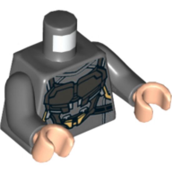 Torso Silver Space Armor with Gold and Bright Light Blue Trim Pattern / Dark Bluish Gray Arms / Light Nougat Hands