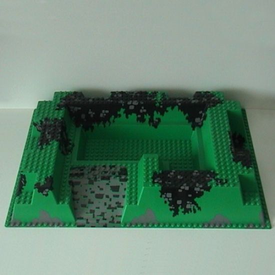 Baseplate, Raised 32 x 48 x 6 with Center Pit and Stones Pattern (Set 6090)