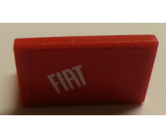 Panel 1 x 2 x 1 with White 'FIAT' on Red Background Pattern Model Right Side (Sticker) - Set 8142