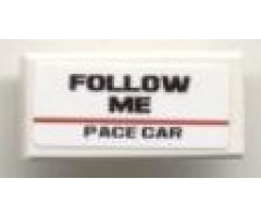 Tile 1 x 2 with 'FOLLOW ME PACE CAR' Pattern (Sticker) - Set 8121