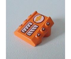 Brick, Modified 2 x 2 No Studs, Sloped with 6 Side Pistons Raised and Lightor Lightning Bolt Pattern
