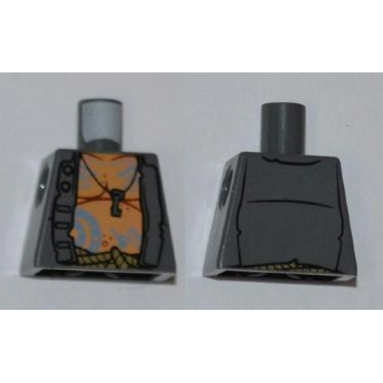 Torso PotC Vest Open over Chest with Tattoos and Key Pattern