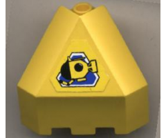 Panel 3 x 3 x 3 Corner Convex (Divers) with Yellow Submarine in Blue Triangle on Yellow Background Pattern (Sticker) - Sets 6442 / 6560