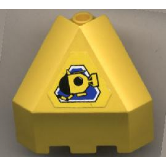 Panel 3 x 3 x 3 Corner Convex (Divers) with Yellow Submarine in Blue Triangle on Yellow Background Pattern (Sticker) - Sets 6442 / 6560