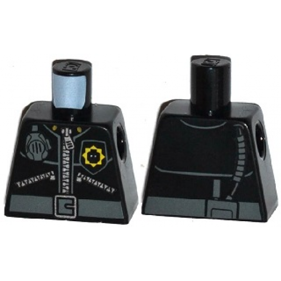 Torso Police 3 Zippers, Minifigure Head Badge, Radio and Belt Pattern (Pattern on Front and Back)