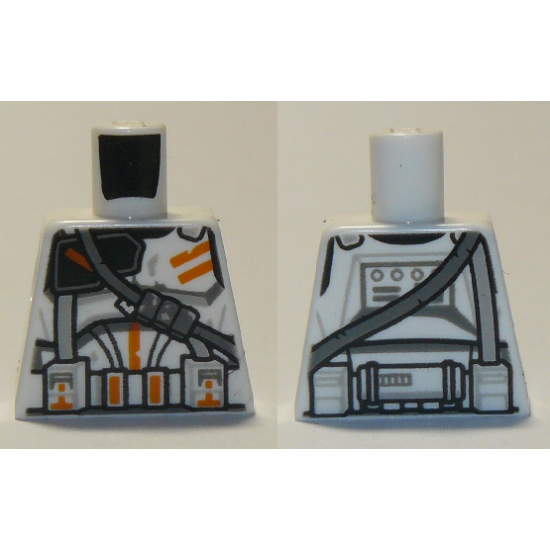 Torso SW Armor Clone Trooper with Orange Markings and Dark Bluish Gray Diagonal Belt Pattern