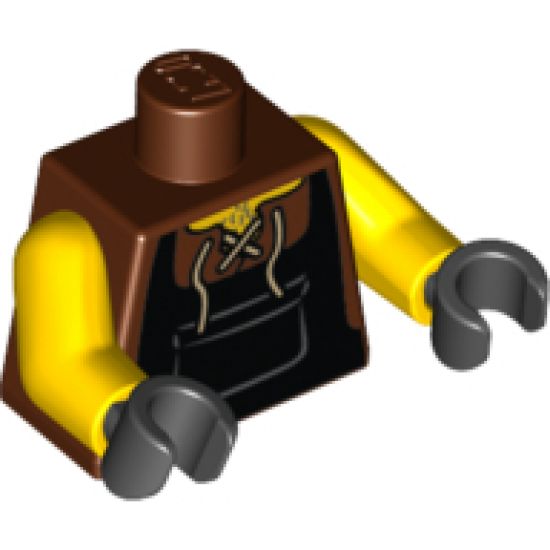 Torso Castle Fantasy Era Blacksmith Apron and Front Lace Up Shirt Pattern / Yellow Arms / Black Hands