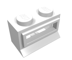Window 1 x 2 x 1 with Extended Lip and Solid Studs, with Fixed Glass