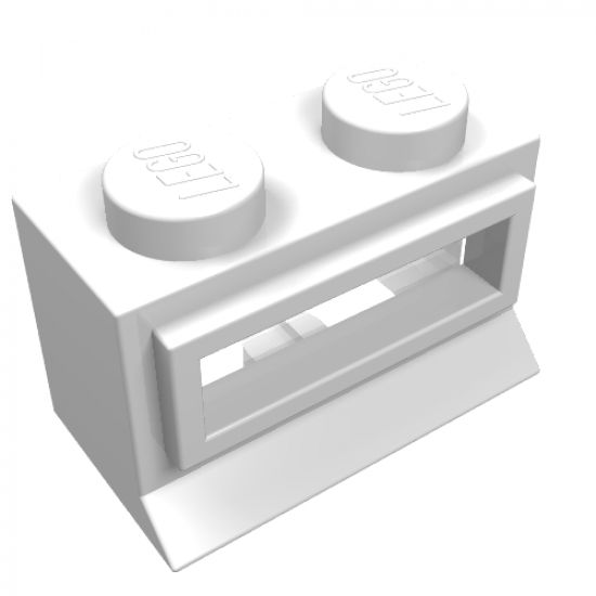 Window 1 x 2 x 1 with Extended Lip and Solid Studs, with Fixed Glass