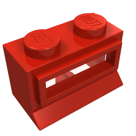 Window 1 x 2 x 1 with Extended Lip and Solid Studs, with Fixed Glass