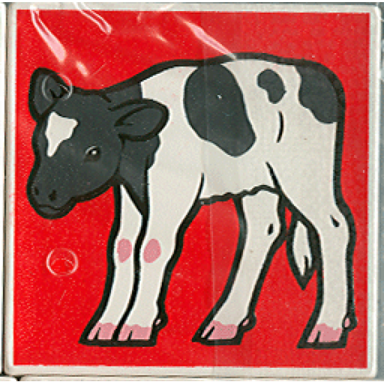 Duplo, Tile 2 x 2 x 1 with Cow Mosaic Picture 12 Pattern (Set 1078)
