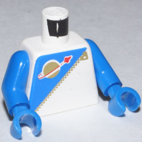 Torso Space Futuron Blue Pattern, Gold Zipper and Classic Logo / Blue Arms / Blue Hands