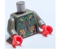 Torso Aquazone Stingray Dark Turquoise, Black, and Gold Pattern 3 / Dark Gray Arms / Red Hands
