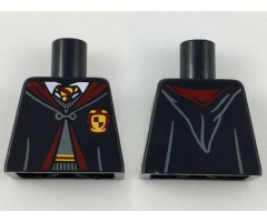 Torso Hogwarts Robe Clasped over Dark Bluish Gray Sweater, Dark Red and Bright Light Orange Tie and Trim Pattern