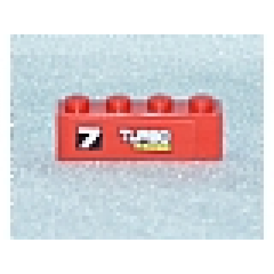 Brick 1 x 4 with '7 TURBO RACER' Pattern Model Left (Sticker) - Set 7801