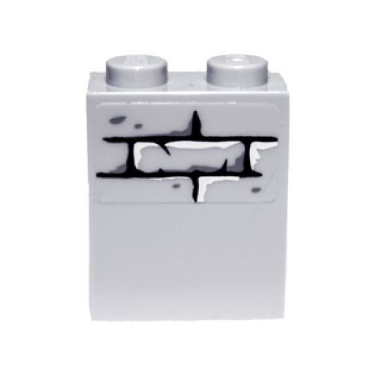 Brick 1 x 2 x 2 with Inside Stud Holder with Narrow Bricks Pattern (Sticker) - Set 9473