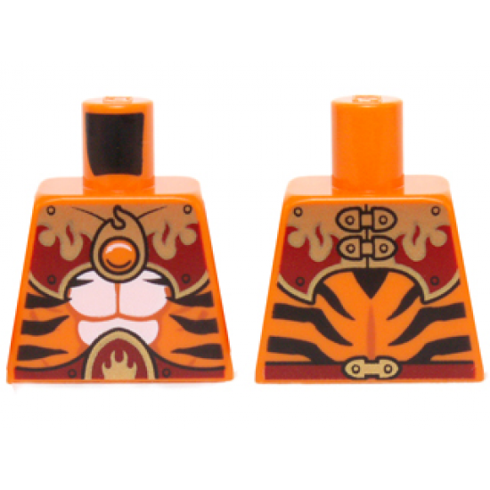 Torso Black Tiger Stripes, Dark Red and Gold Armor and Fire Chi Emblem Pattern