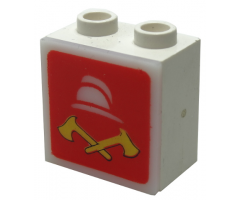 Electric, Light 1 1/8 x 2 x 1 2/3 Cabinet with Lamp Holes (Sign Back) with Milky White Electric, Light 2 x 2 Clip-On Plate with Fire Logo Pattern (2383 / 2384pb08)