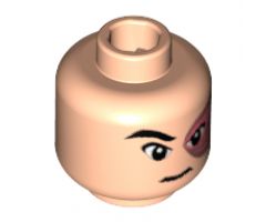 Minifigure, Head Male Left Eye Scarred Area and No Eyebrow, Ponytail on Back Pattern (Prince Zuko) - Blocked Open Stud