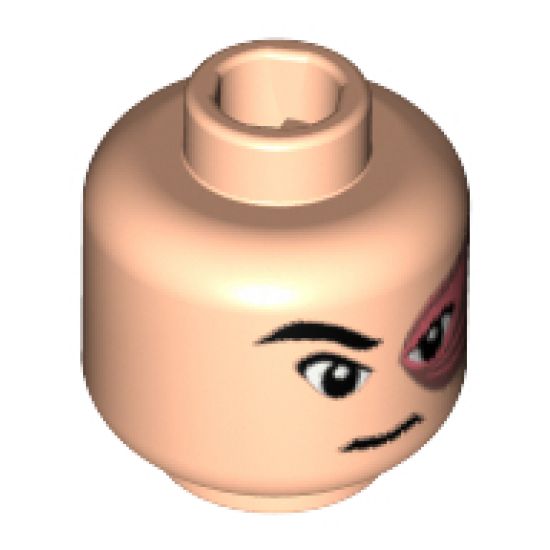 Minifigure, Head Male Left Eye Scarred Area and No Eyebrow, Ponytail on Back Pattern (Prince Zuko) - Blocked Open Stud