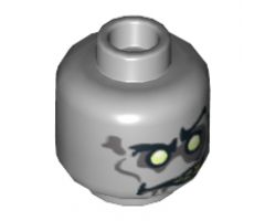 Minifigure, Head Alien with White Eyes and Yellowed Teeth, Angry Pattern (Zombie Groom) - Hollow Stud