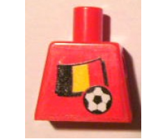 Torso Soccer Red/White Team, Belgian Flag Sticker Front, Black Number Sticker Back (specify number in listing)
