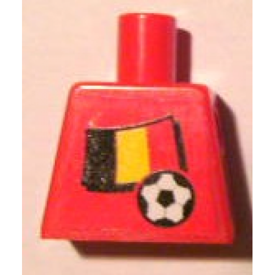 Torso Soccer Red/White Team, Belgian Flag Sticker Front, Black Number Sticker Back (specify number in listing)