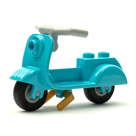 Riding Cycle Scooter with Pearl Gold Stand, Light Bluish Gray Angular Handlebars and Light Bluish Gray Wheels