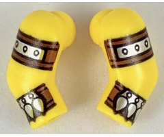 Arm, (Matching Left and Right) Pair with Reddish Brown and Silver Cuff and Strap Pattern