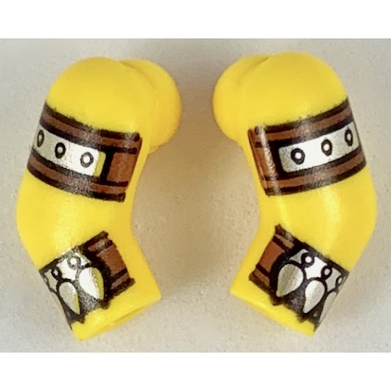 Arm, (Matching Left and Right) Pair with Reddish Brown and Silver Cuff and Strap Pattern