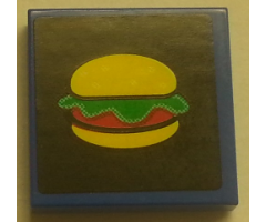 Tile 2 x 2 with Krab Hamburger with Lettuce on Black Background Pattern (Sticker) - Set 4981