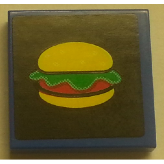 Tile 2 x 2 with Krab Hamburger with Lettuce on Black Background Pattern (Sticker) - Set 4981