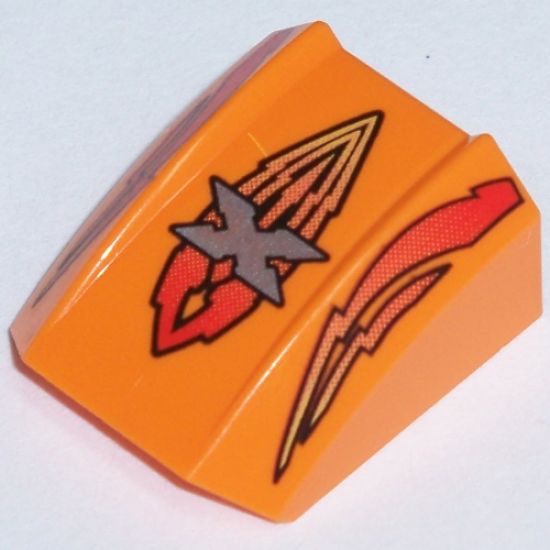 Slope, Curved 2 x 2 Lip with Island Xtreme Stunts Logo and Flames Pattern