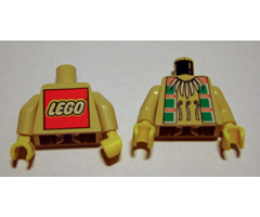 Torso Western Indians Necklace and Dark Turquoise Squares - LEGO Logo on Back Pattern / Tan Arms / Yellow Hands
