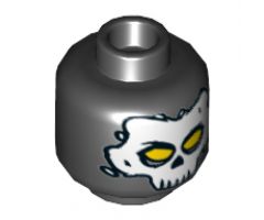 Minifigure, Head White Skull Mask with Yellow Eyes Pattern - Hollow Stud