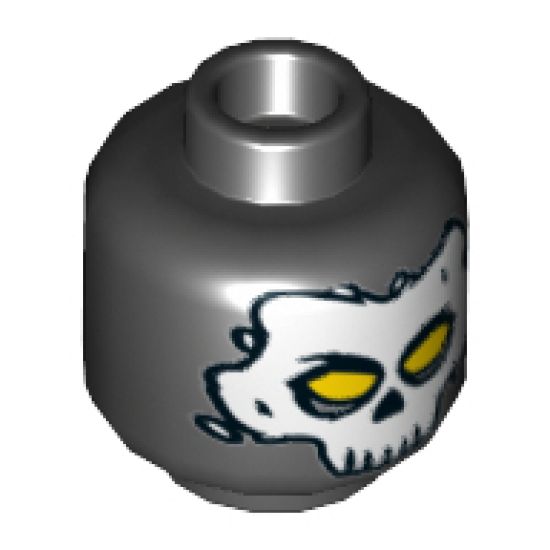 Minifigure, Head White Skull Mask with Yellow Eyes Pattern - Hollow Stud