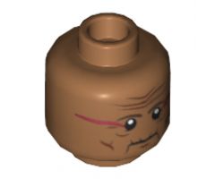 Minifigure, Head Dual Sided Wrinkles and Dark Red Face Paint, Mouth Closed / Mouth Open Scared Pattern - Hollow Stud