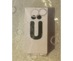 Tile, Modified 1 x 2 x 5/6 with Stud Hole in End and Black 'ü' Lower Case Pattern