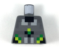 Torso Black, Silver, Light Bluish Gray, Lime, and Green Pixelated Armor Pattern