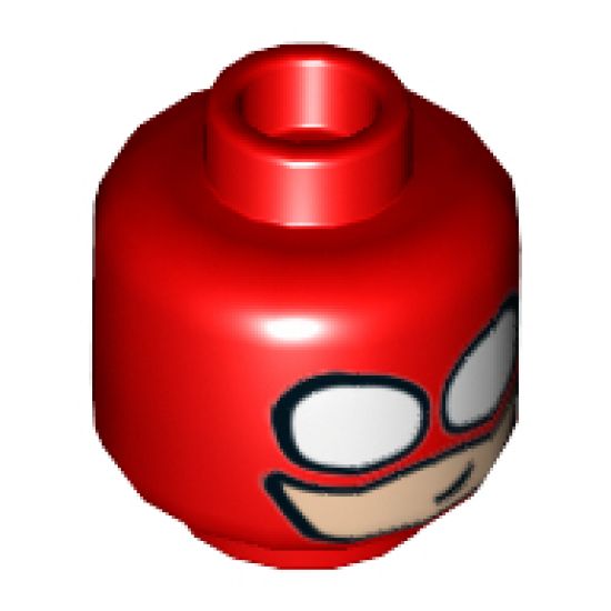 Minifigure, Head Balaclava with Round White Eye Holes over Light Nougat Face and Small Crooked Smile Pattern - Hollow Stud