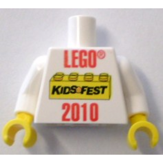 Torso LEGO KidsFest 2010 Pattern / White Arms / Yellow Hands
